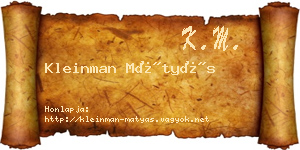 Kleinman Mátyás névjegykártya