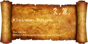 Kleinman Mátyás névjegykártya